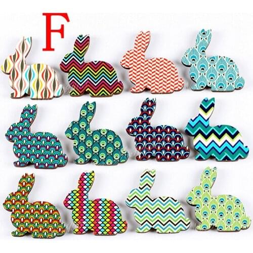 Fashion design Vintage Style Colorful Different Pattern Laser Cut wood Rabbit wooden DIY brooch Necklace (WK-F)