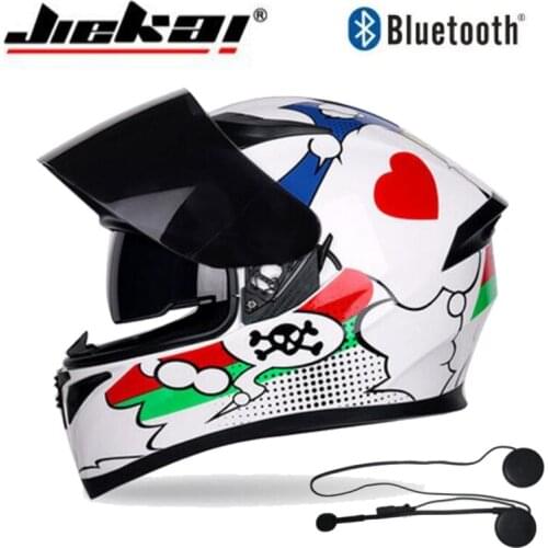 2019 New Knight Safety Protection Motorbike Equipment JIEKAI Bluetooth Helmets Full Face Double lens Motorcycle Helmet of ABS