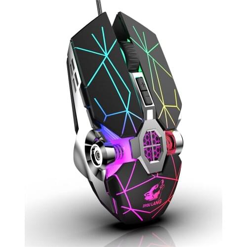 Game Ergonomics Mouse Mute Liquid-cooled Shining Mechanical Mice 2400DPI With 7keys