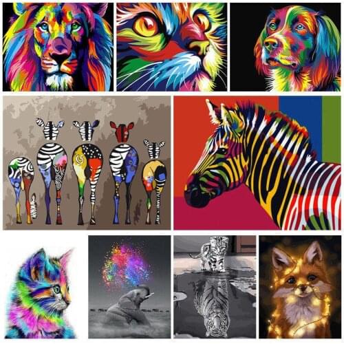 DIY Painting By Numbers 40x50cm Animals Oil Painting Drawing Canvas Picture Wall Decor Adult Children Number Painting With Frame