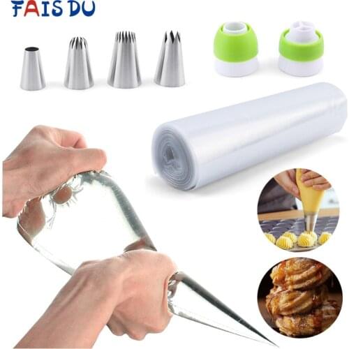 Disposable Pastry Bag Cream Nozzle Roll Set Syringe Nozzle Set Cake Decorating Pipe Tip Confectionery Bag In Roll Tools