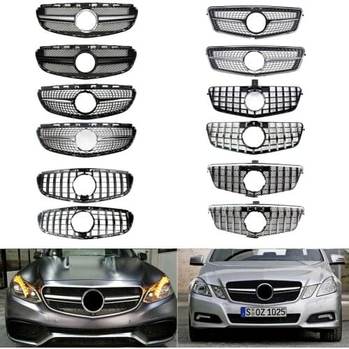 Front Bumper Racing Grill Billet Grille Cover For Mercedes-Benz W212 E-Class 2009-2016 Diamond GT AMG