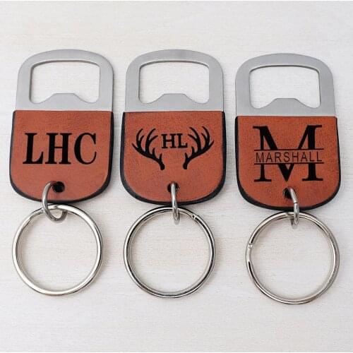 Personalized Bottle Opener Key Chain,Handmade Keychain,Custom Initials Letter Keychain,Customize Keyring,Gift for Him