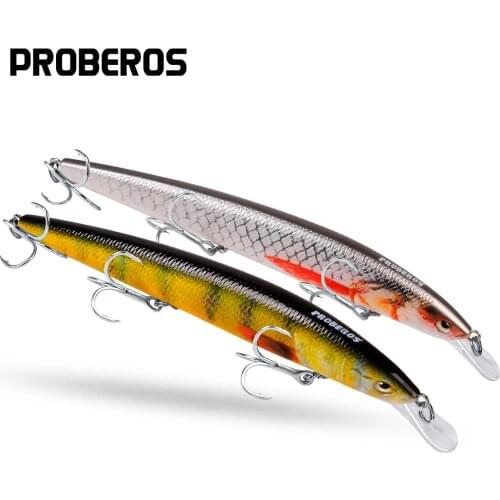 PROBEROS Minnow Baits 6 Colors Fishing Lure 11.5cm&15cm-4.6"&5.9"/9.5g&18g-0.34oz&0.64oz Fishing Tackle with BKB Hook
