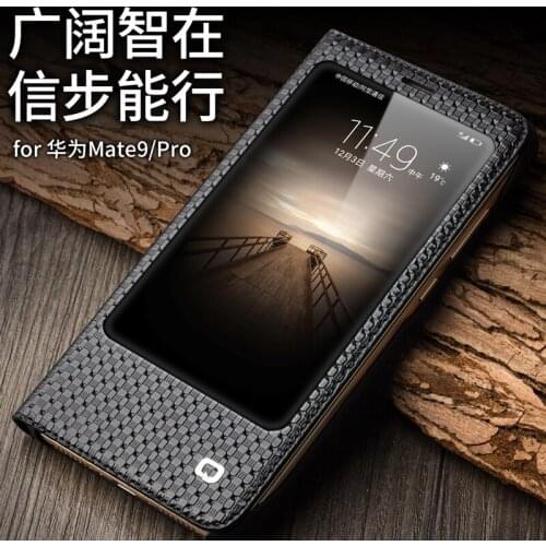 Luxury Flip Genuine Leather Cover for Huawei Mate9 Pro Stylish Business Kickstand View Window Shell Case for Huawei Mate 9 Pro
