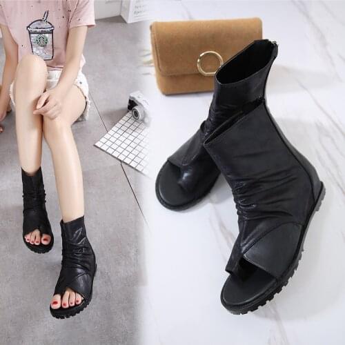2020Summer Women Sandals High Heel Casual Genuine Open Toe wedges Platform Height Increasing Chunky Ladies Shoes