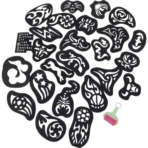 25PCS Hair Tattoo Template Hair Trimmer Carved Coloring Cool Hairstyling Tool