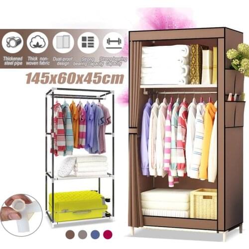 145x60x45cm Bedroom Closet Home Folding Clothing Storage Wardrobe Clothing Drying Rack Non-woven Wardrobe Floor Dustproof Closet