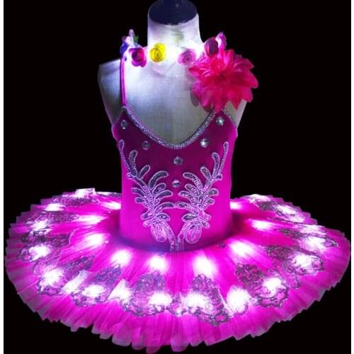 LED professional picture boy Swan Lake Ballet Costume boy ballet classic picture girl panqueque glitter Tutu Skirt