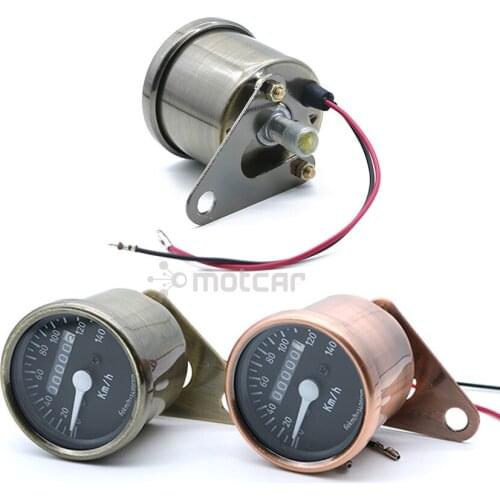 Universal Fit Motorcycle Dual Gauge Odometer Backlight Tachometer Speedometer Tacho Gauge Bronze Color KM/H