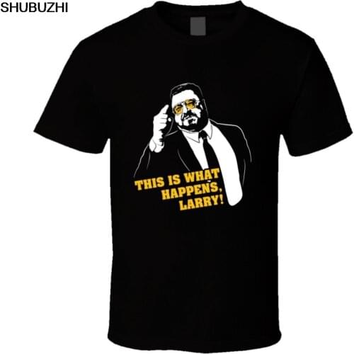 This is what happens larry funny t-shirt the big lebowsky tee Cartoon t shirt men Unisex New Fashion tshirt free shipping top