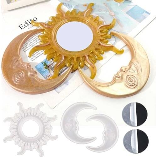 Sun Moon Mirror Epoxy Resin Mold Wall Decoration Mirrors Casting Silicone Mould DIY Crafts Ornaments Making Tool