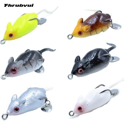 1Pcs Fishing Lures Eyes Soft Mouse Bait Cute Fishing Lure Mice Fishing Lure Kit for Bass Snakehead Freshwater Soft Bait