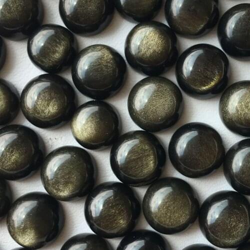 10Piece Obsidian Natural Loose Gemstone Round 10mm Bead for Inlaid silver 925 jewelry Ring Necklace DIY ICNWAY