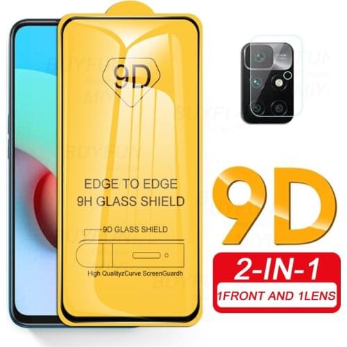 1TO2 9D Full Glue Tempered Glass For Xiaomi Redmi 10 Glass Screen Camera Protectors On Redmi10 Redmy Readmi 10 Lens Film 6.5inch