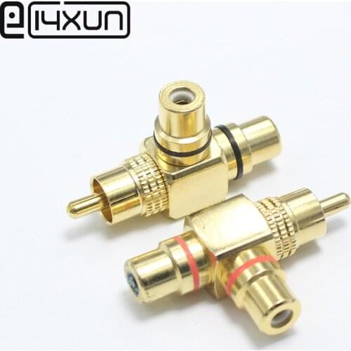 2Pcs/lot High Quality Gold Plated RCA Male to 2 Female RCA Splitter Adapter AV Video Audio T Plug RCA 3 way Plug