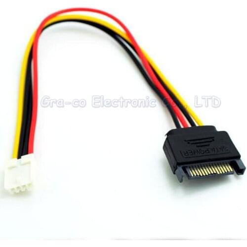 5pcs/lot Small 4PIN to SATA male power cable sata 15p to small 4p Floppy drive port power cable