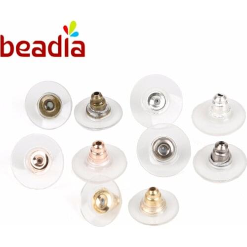 50pcs New Designed Transparent Plastic Metal Plated Earring Nut Beads Block Stoppers Mixed Color For Jewelry Findings