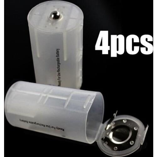 A Ausuky New 4pcs Plastic 2AA to D Battery Adapter Converter Case Battery Container -25