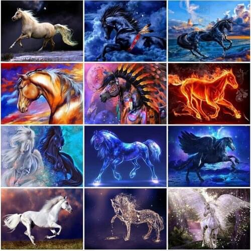 Diamond Painting 5D Diy Horse Kits Full Square Round Diamond Rhinestone Animal Picture Diamond Embroidery House Mosaic Decor