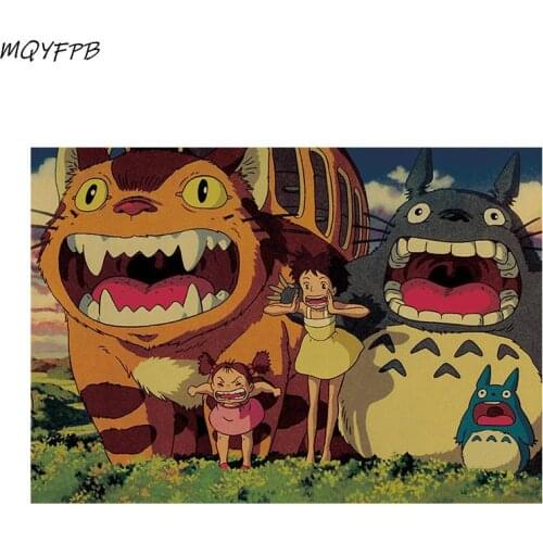 Hayao Miyazaki Totoro Anime Kraft paper poster home decoration painting wall sticker gift picture 50.5x35cm