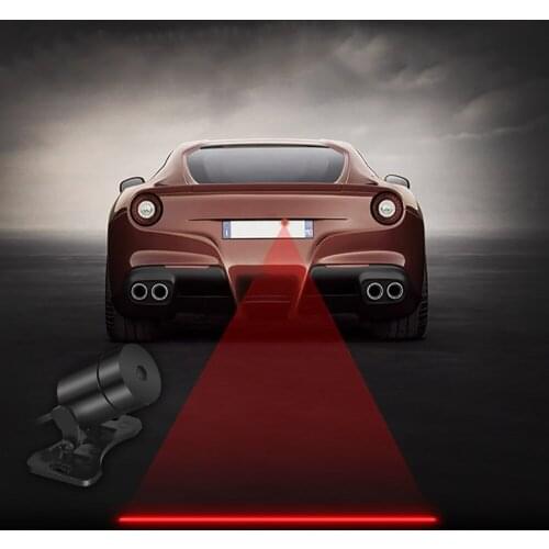 Car Laser projector fog light anti-fog tail light warning light 12V USB Connector red straight line style for Toyota Mercedes Ma