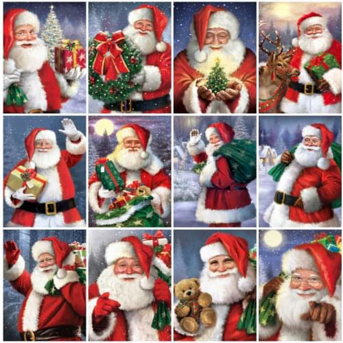 AZQSD Christmas Paint By Number Santa Claus Picture Oil Painting By Numbers Acrylic HandPainted Home Decor Gift Wall Art