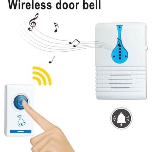 Wireless Doorbell Digital Cordless Door Bell 100M Sensing Range With Self-adhesive LED Flash Design White Doorbell With Receiver