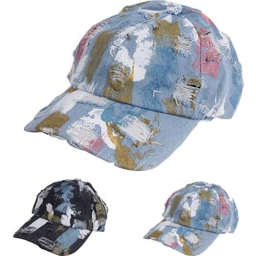 New Fashion Spring Summer Baseball Caps Hole Cowboy Color Doodle Base Hat Spring Summer Baseball Sports Women Men Outdoor Hats