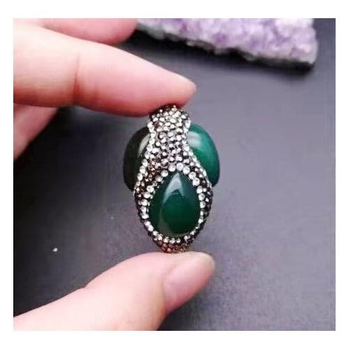 Jewelry Beads Finding ,Natural Agate Space Beads for bracelet necklace DIY Making , 10pcs Green