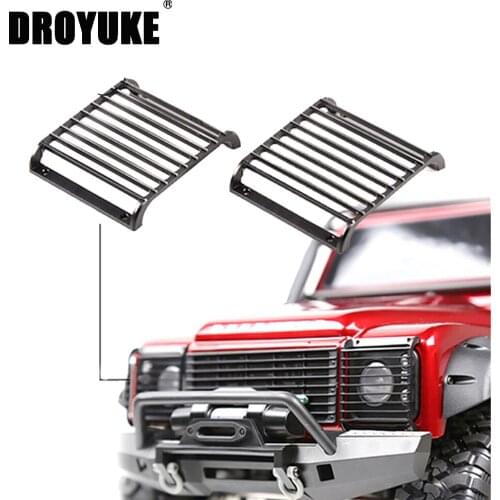 Droyuke high quality 2Pcs TRX4 Metal Front Lamp Guards Headlight Cover Guard Grille for 1/10 RC Crawler Car Traxxas TRX-4