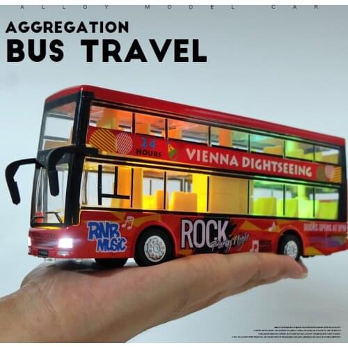 Light and music alloy double decker bus bus toy boy childrens toy car open door large school bus bus model
