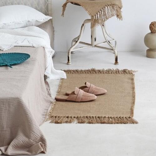 Jute Rug Area Rugs Macrame Table Runner Tables Cloth Decoration Carpet with Tassels Badroom Floor Mats Nordic Chic Room Decor