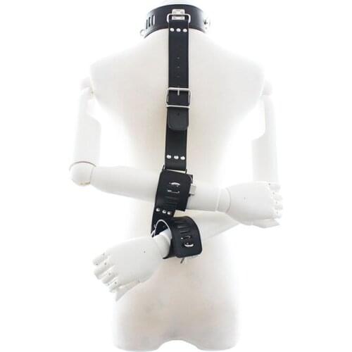 Erotic Leather Neck Collar Handcuffs Adult Games BDSM Bondage Restraints Slave Fetish Hand Cuffs Sex Toys For Couples tools