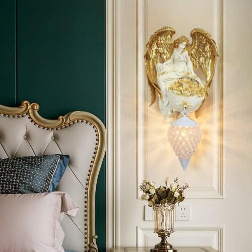 European Angel wall lamp living room background wall bedroom aisle corridor American Creative bedside decoration Hotel lamp