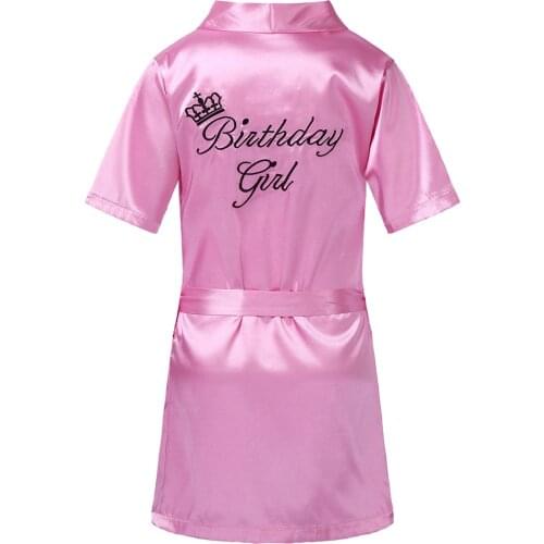 Summer Kids Robe Silk Satin Girls Bathrobe Kimono Nightgown Short Sleeves Children Bath Robes For Spa Wedding Birthday Party