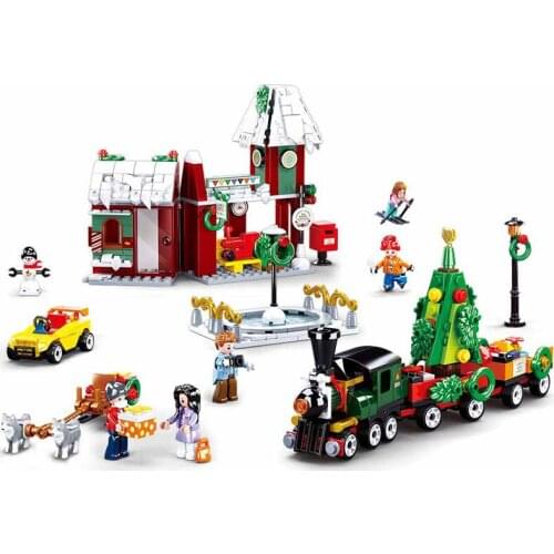 565Pcs Educational Building Blocks Toys For Kids DIY Birthday Present Sluban 0887 Simulated City New Year Train Station Models