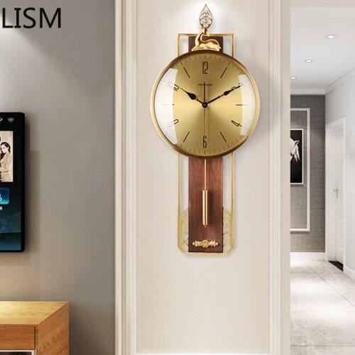 Round Wall Clock Old-fashioned Retro Antique Silent Chinese Wall Clock Light Luxury Living Room Modern Creative Quartz Clock