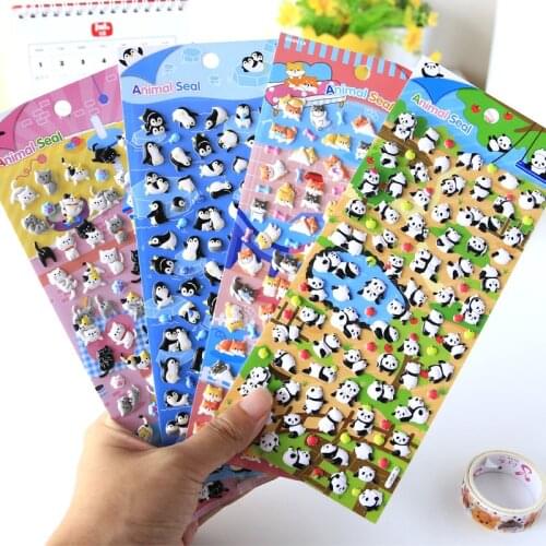 Cute Animal Foam Penguin Panda Shiba 3D Decorative Stationery Stickers Scrapbooking DIY Diary Album Stick Label