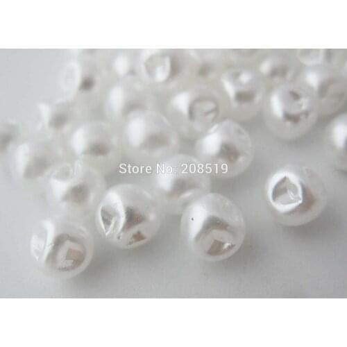 NB0168 wholesale 3000pcs White pearl buttons 6mm size side hole Knot frog button for wedding dress