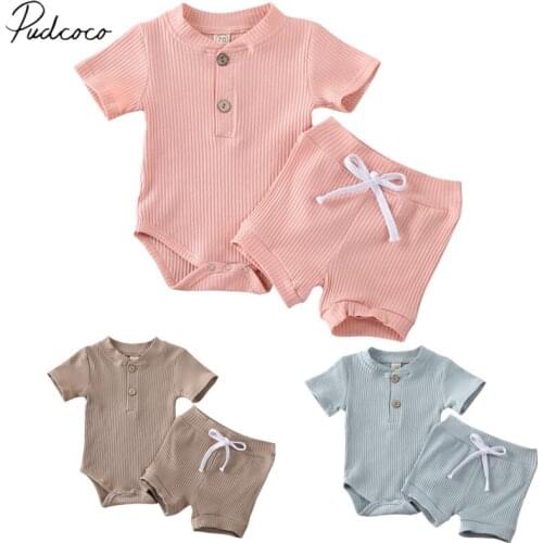 NEW 2020 Newborn Kid Baby Boy Girl Clothes Romper Bodysuit Shorts Outfits Summer Set 0-24M