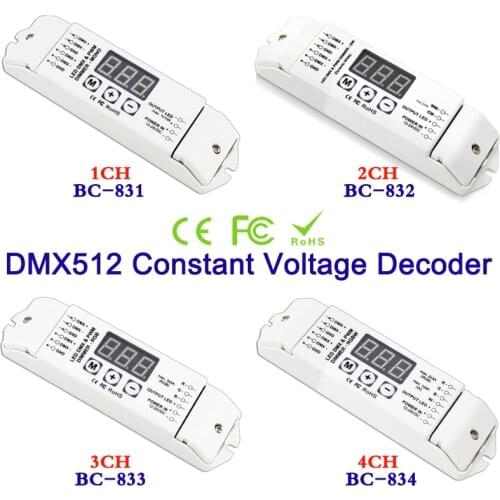 New arrival DMX512 Constant Voltage Decoder 1CH 2CH 3CH 4CH PWM DC12V-24V led RGBW dmx controller 3-digital-display shows