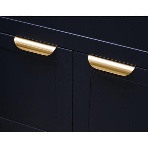 Original minimalist Nordic brass invisible handle wardrobe cabinet furniture gold modern simple door handle small