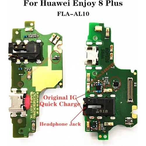 Original USB Charging Port Dock Flex cable For Huawei Enjoy 8 Plus FLA-AL10 Quick Charge Charger Plug +Microphone Headphone Jack