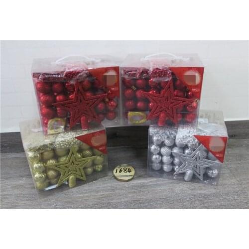 Festive holiday layout ornament Christmas tree decoration pendant 100 boxed gold silver red series Christmas ornaments