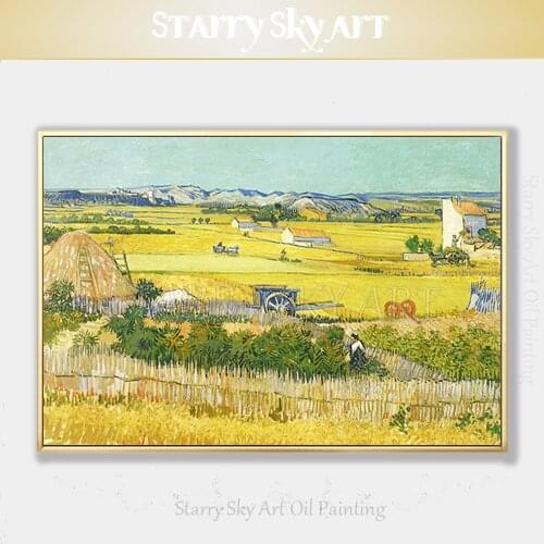 Professional Artist Hand-painted High Quality Harvest wheat field Oil Painting on Canvas Reproduce Van Gogh Field Oil Painting