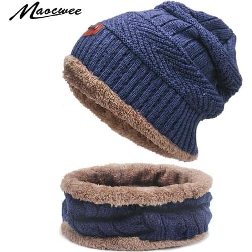 Scarf Hat Sets Unisex Women Men Winter Crochet Warm Heater Camping Hat Winter Beanie Baggy Warm Wool Fleece Neckerchief Hats