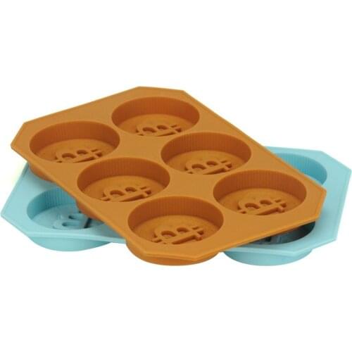 6 Grids Bitcoin Ice Cube Mold Tray Silicone DIY Chocolate Cookies Biscuit Baking Mold