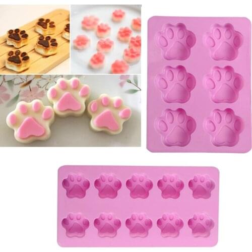 Silicone Paw Print Mold Reusable Dog Cat Animal Paw Ice Candy Chocolate Baking Mold Oven Freezer Dishwasher Safe