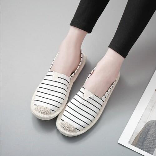 Stripe Flat Shoe Women Casual Fisherman Shoes 2018 Summer Ladies Slip On Lightweight Breathable Loafers Lazy Flats Zapatos Mujer